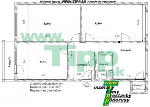 3 izzbový byt s 1 balkonom p 2x6MK pôdorys.JPG